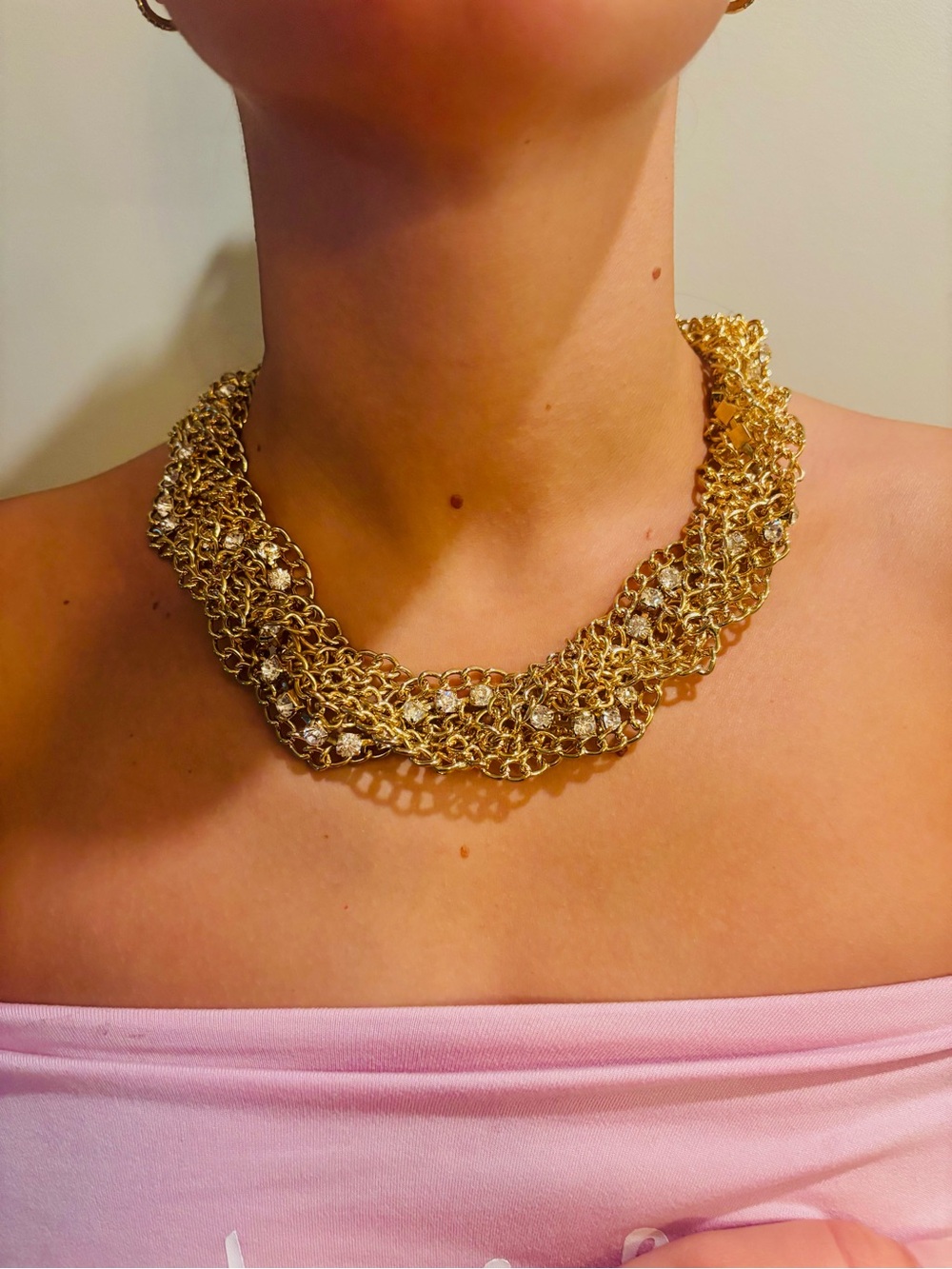 Gold Braided Chain Statement Necklace - Women Jewelry